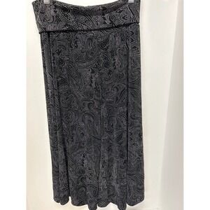 Vintage West End Womens Black Paisley Dot Print Wide Leg‎ Slinky Split Skirt M